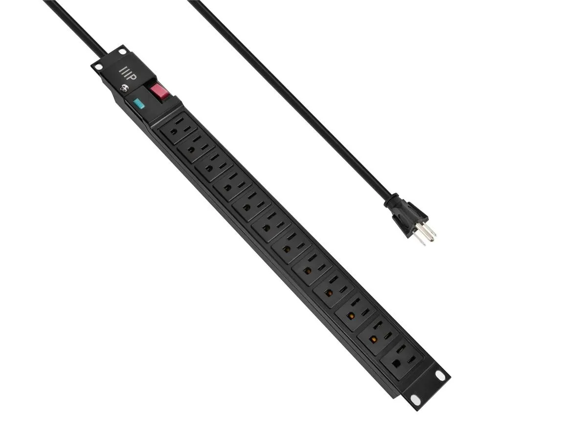 Monoprice Inc. Monoprice Inc. 140001 12 Outlet 1U Rackmount PDU 1050 Joules 1.86 kg — product photo