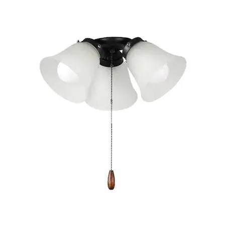 Black ceiling fan light kit with three bulbs and 72 inch stem