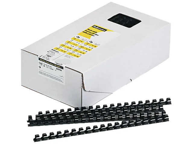 FELLOWES FELLOWES 52326 Plastic Comb Binding 1/2" 90 Sheet Black 100 Pack — product photo