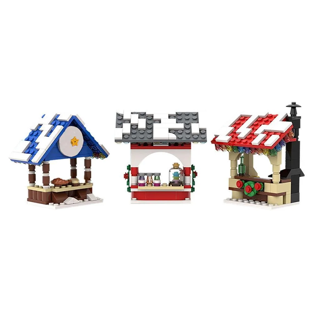 ZITIANYOUBUILD ZITIANYOUBUILD 3-in-1 Winter Village Market Stalls Building Kit 314 Pieces — product photo