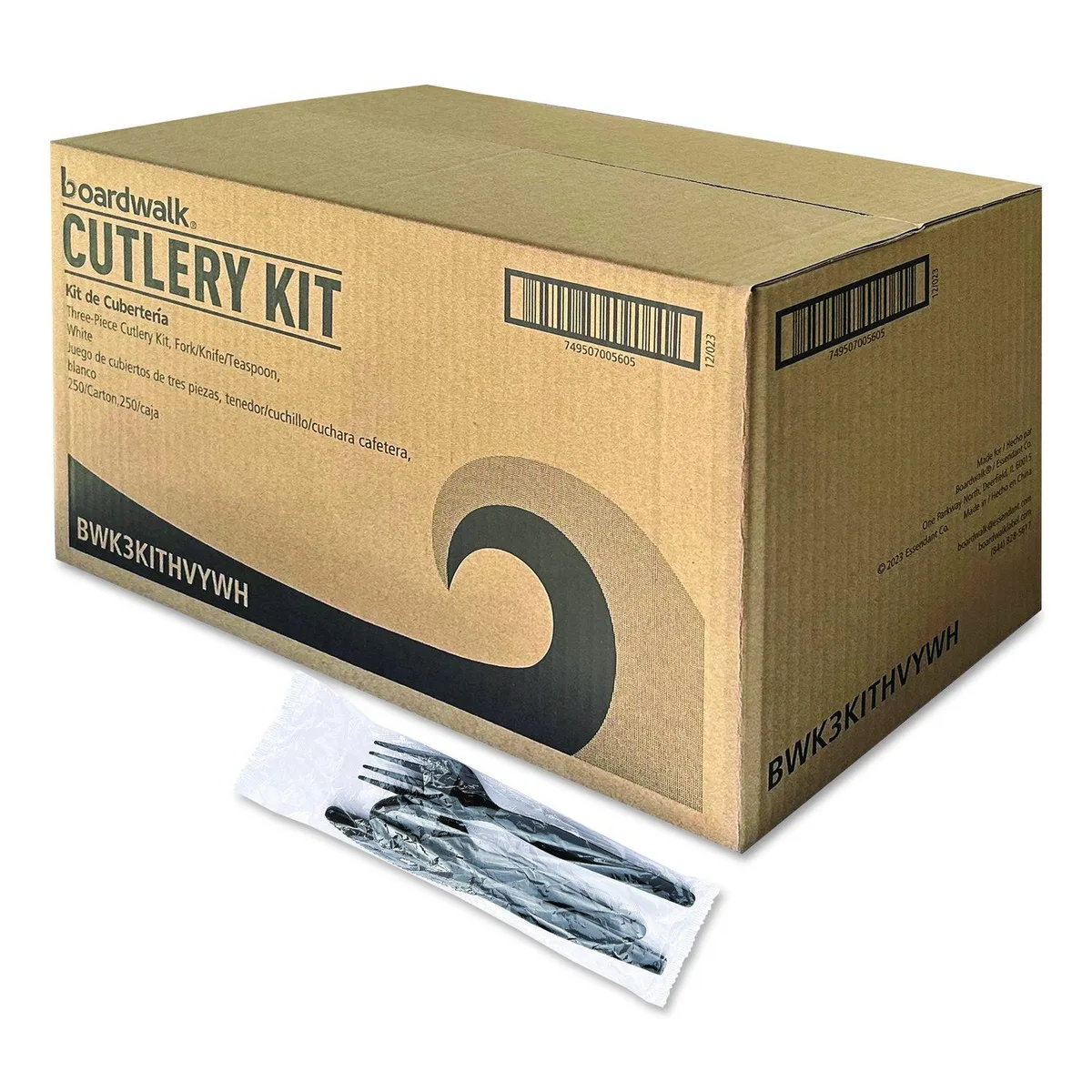 Boardwalk Boardwalk Heavyweight Polystyrene Cutlery Kit Black 250/Carton — zdjęcie produktu