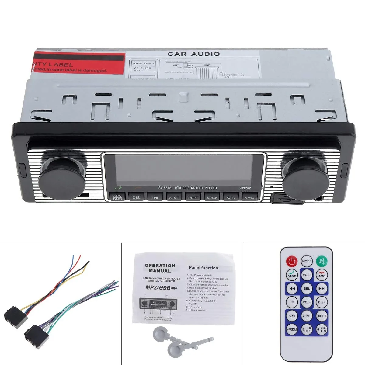  BOSS AUDIO 1 DIN Car Receiver Bluetooth USB AUX FM Remote — product photo