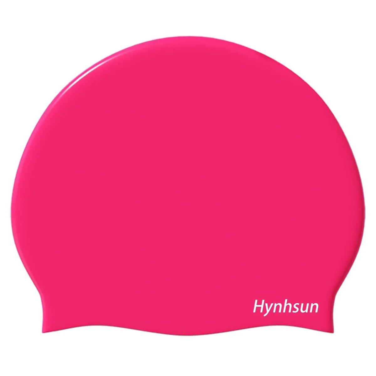 Fuchsia silicone swimming cap, smooth domed shape, unisex one-size fit