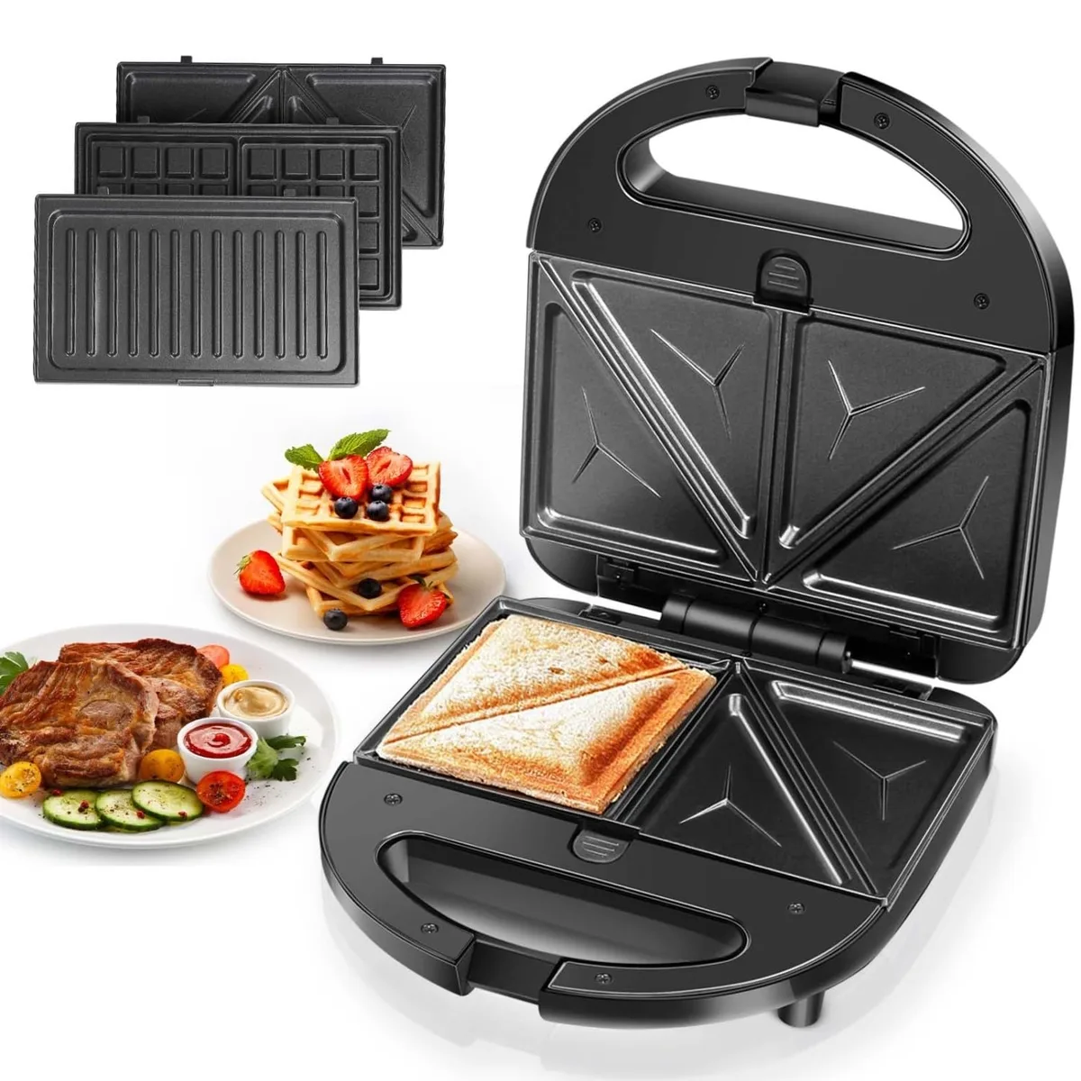  Aigostar 300002NVA 3-in-1 Waffle Maker 750W Black — product photo