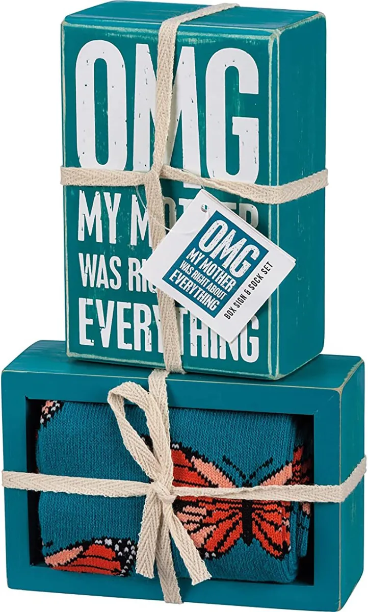 Primitives By Kathy Primitives By Kathy OMG My Mother Was Right Sign &amp; Sock Gift Set — product photo