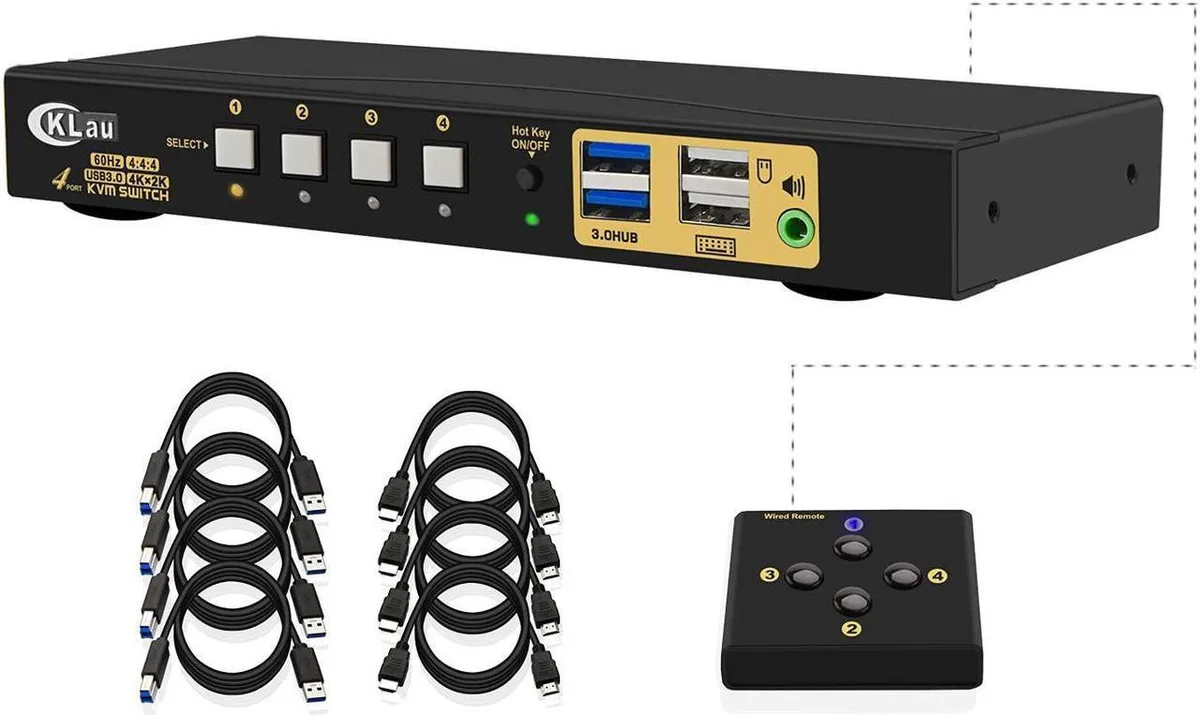 Vszerda Vszerda 4-Port HDMI 2.0 USB 3.0 KVM Switch with Audio — product photo