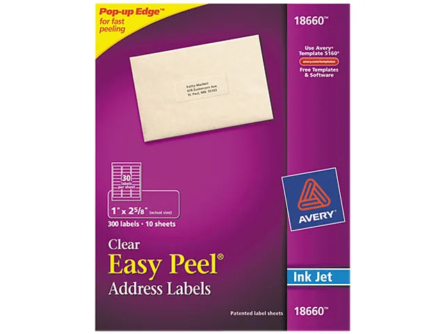 Avery Avery 18660 Clear Easy Peel Mailing Labels 300/Pack — product photo