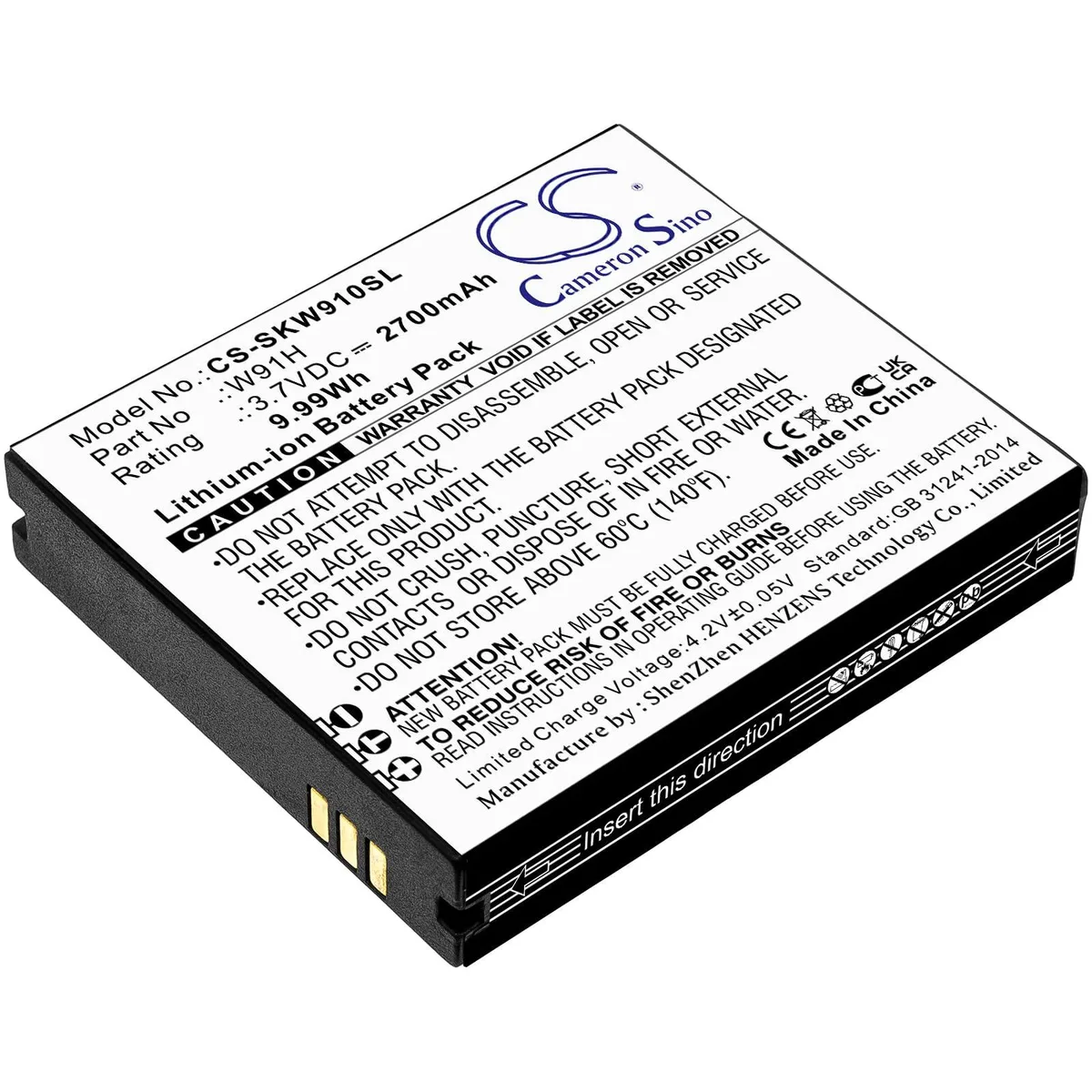  Cameron Sino W19 cell phone battery 2700mAh 9.99Wh — product photo