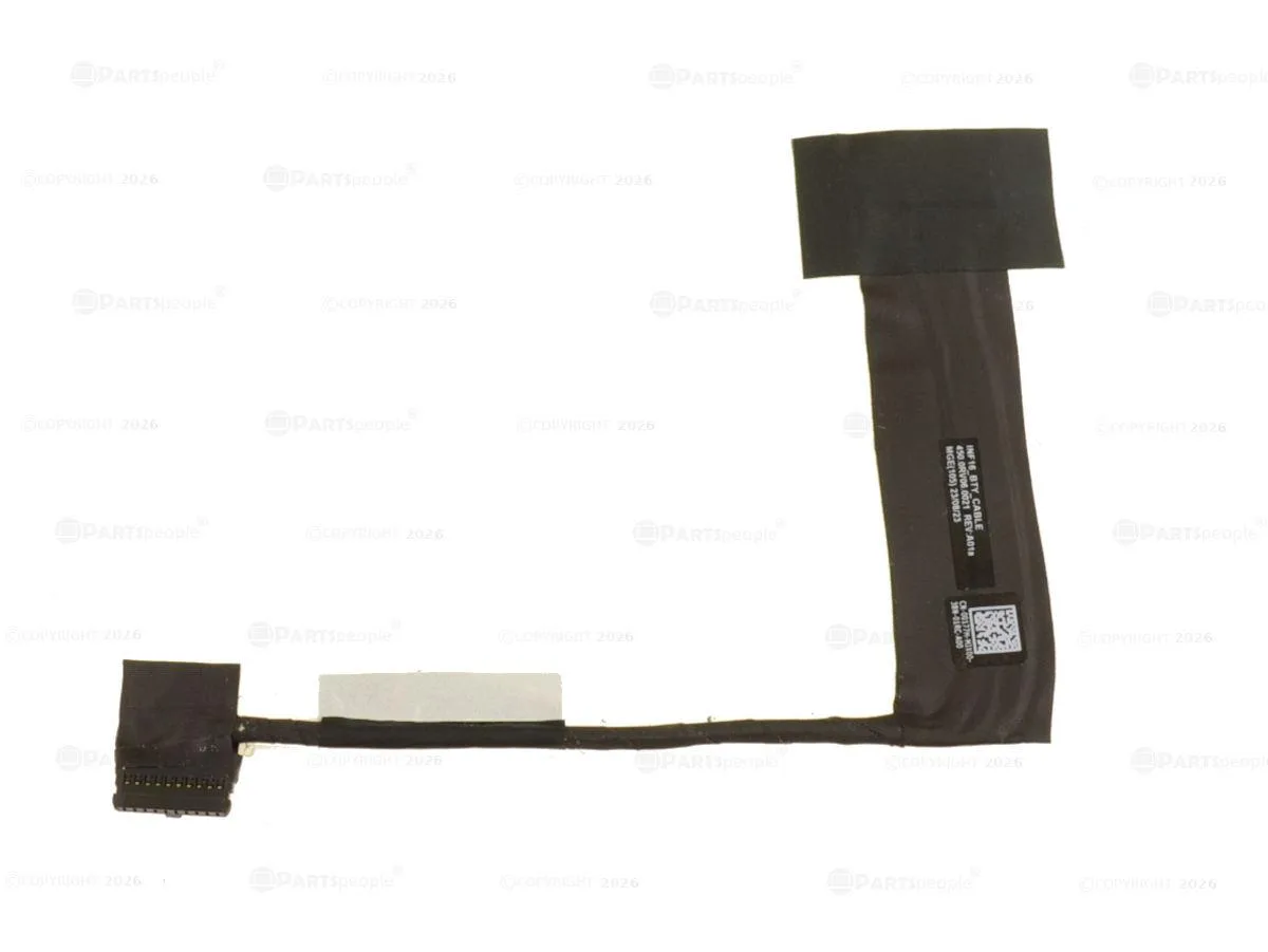 Black battery cable with white connector and printed part numbers