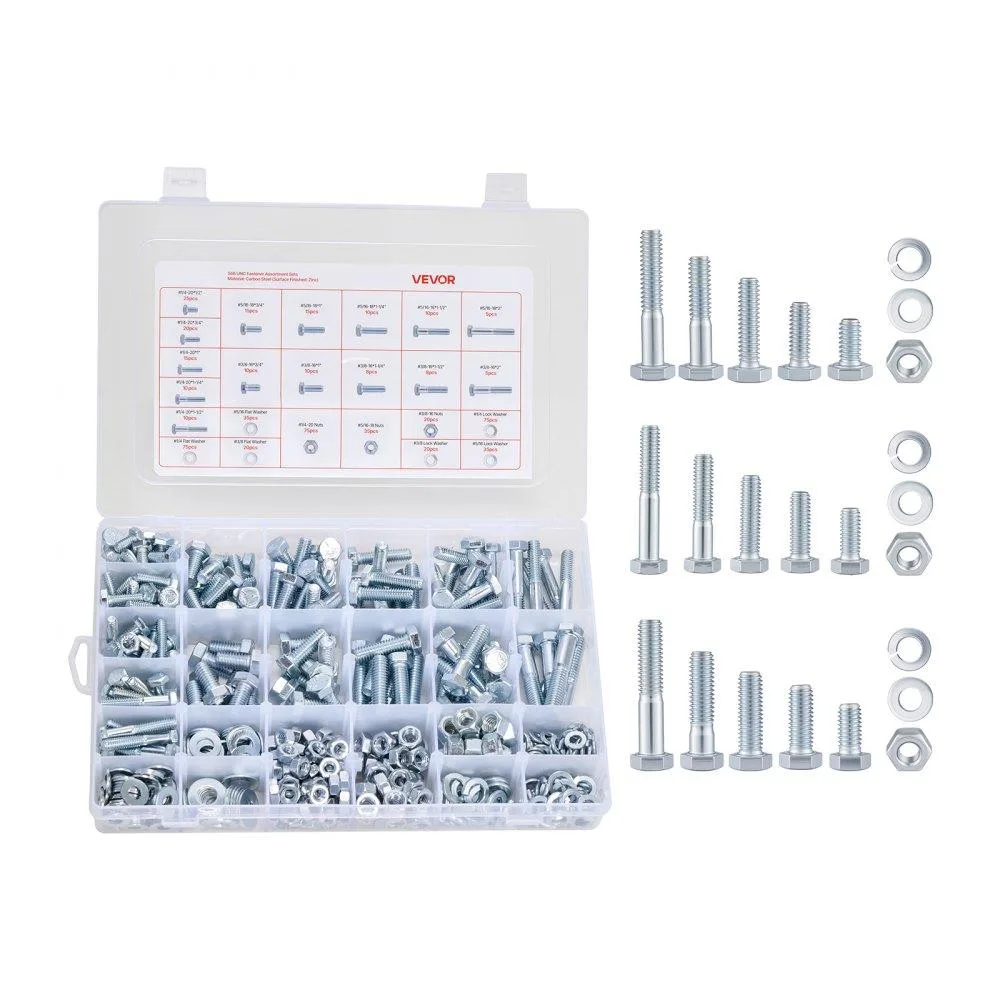 VEVOR VEVOR 566-Piece Imperial Bolt Nut Washer Kit Alloy Steel Grade 5 Galvanized White — product photo