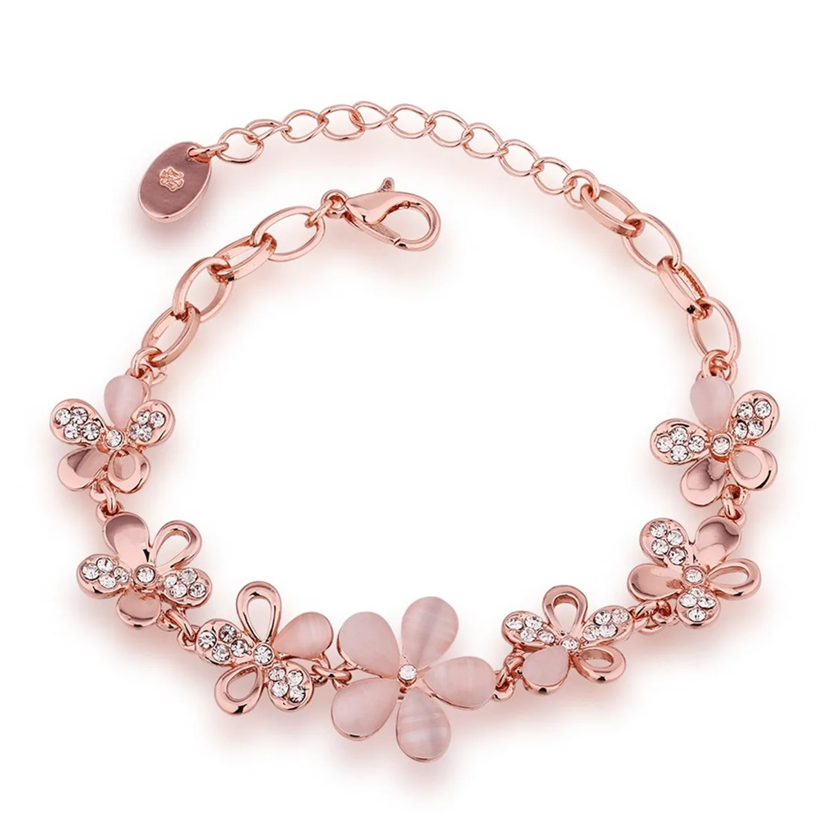 Mabella Fashion Mabella Fashion 18K Rose Gold Plated Adjustable Flower Link Bracelet 10 in — product photo