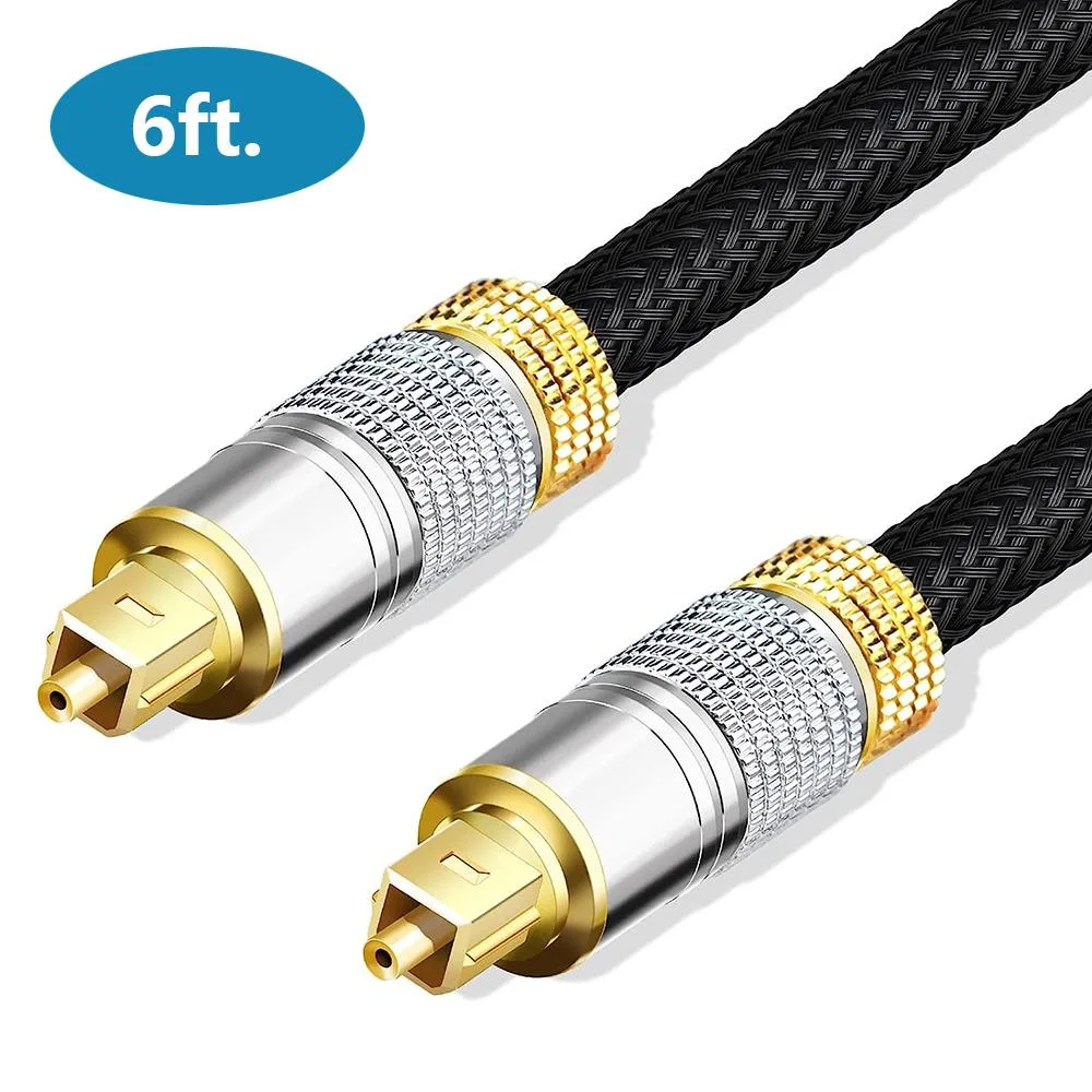 AUTYUE AUTYUE Toslink Digital Optical Audio Cable 6ft 1.8M Nylon Braided 24K Gold Male to Male — product photo