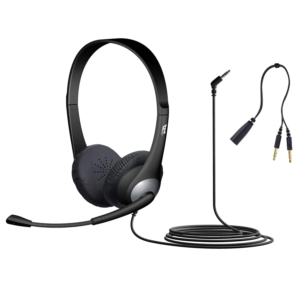 Plantronics AC-204 Stereo Headset 3.5mm Y-Adapter Black — product photo