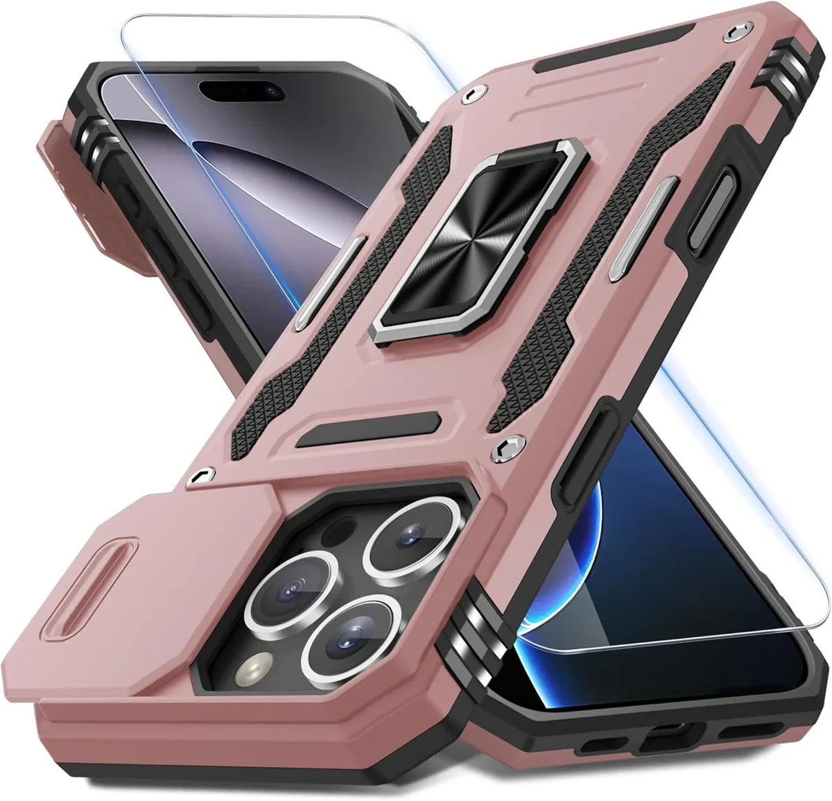 PISKEKAT PISKEKAT iPhone 16 Pro Max Case Slide Camera Cover Rose Gold — product photo