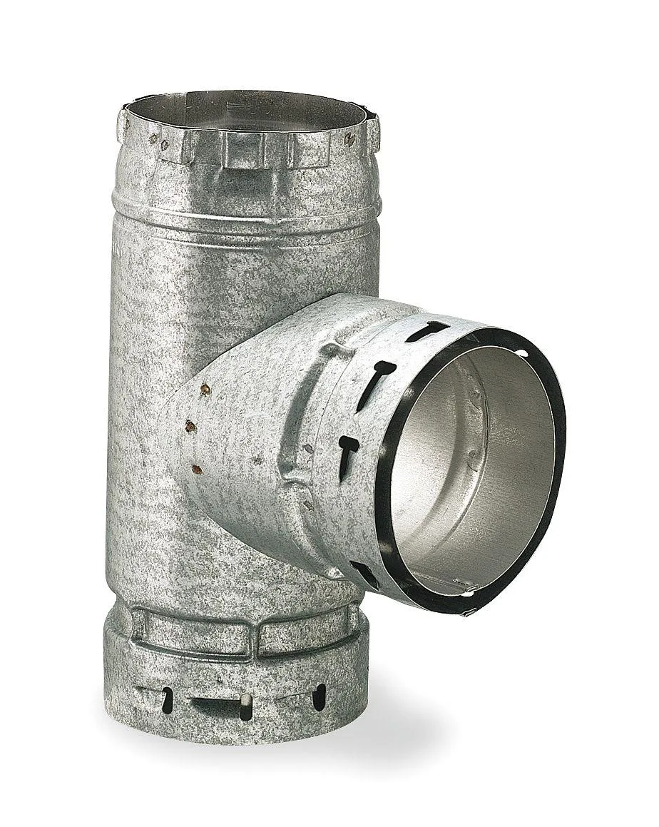 Silver steel tee duct fitting with snap lock ends