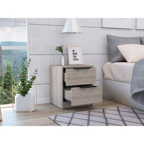 tuphen tuphen Nightstand Cervants Two Drawers Metal Handle Light Gray 18 — product photo