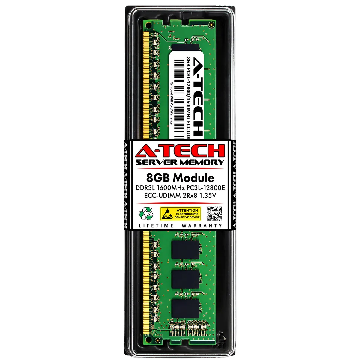 A-Tech A-Tech 8GB DDR3L 1600 ECC UDIMM 2Rx8 1.35V Server RAM — product photo