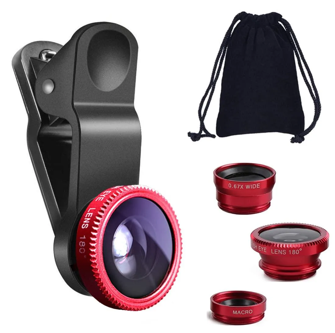  Vivitar D2420 3-in-1 Clip Lens Kit Fisheye Macro Wide-Angle White — product photo