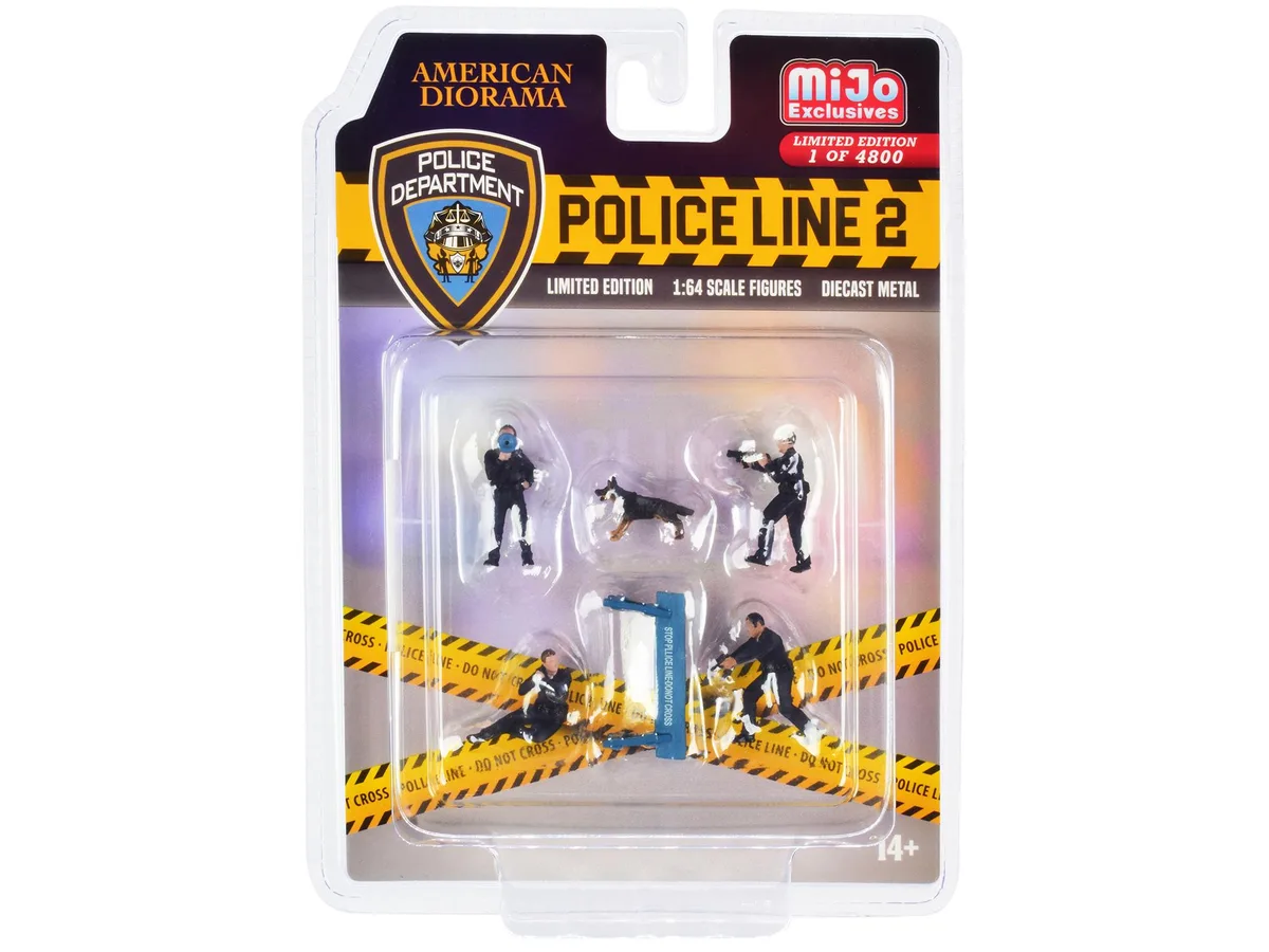 American Diorama American Diorama Police Line 2 6 Piece Diecast Set Limited Edition 4800 1/64 Scale — product photo