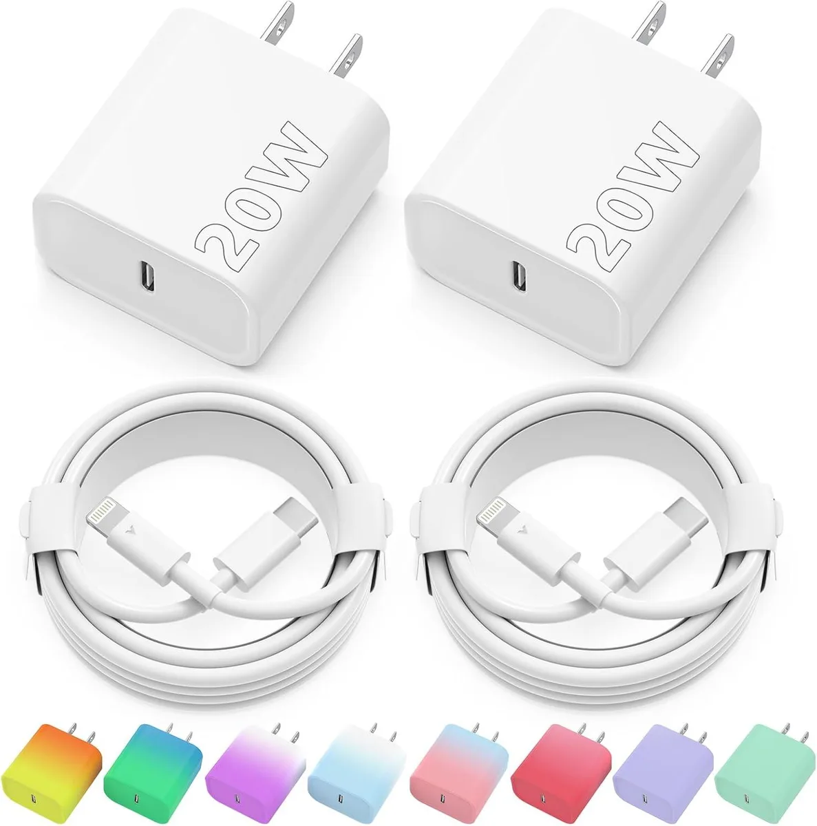 MCHOSE MCHOSE 20W USB-C Charger with 2×6FT MFi Lightning Cables — product photo