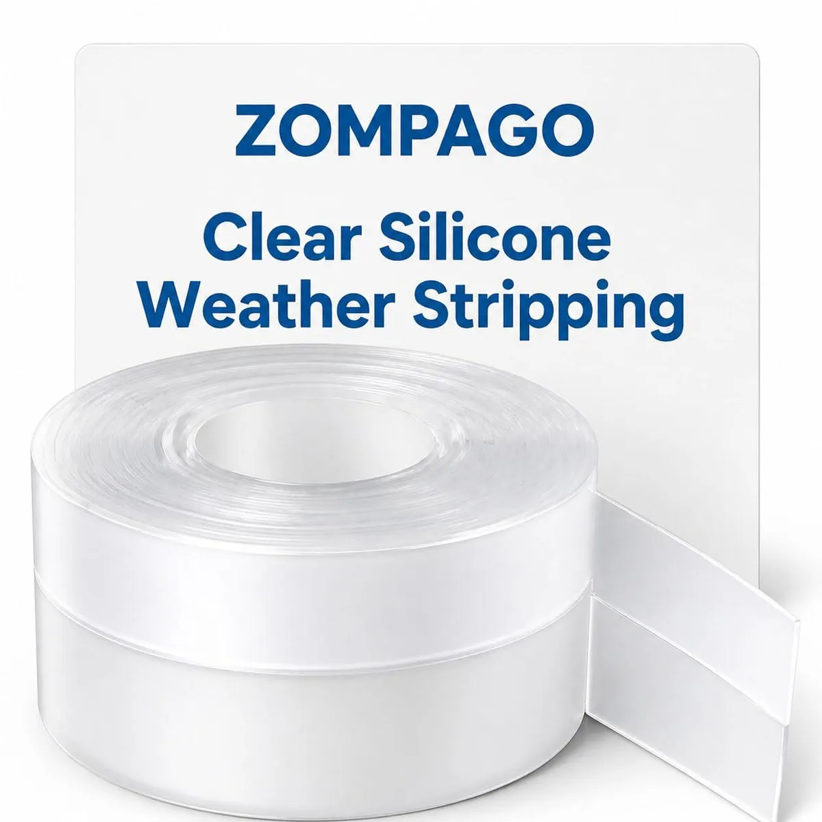 Sixteen transparent silicone strips 1.35 inches wide 16.4 feet long on a roll