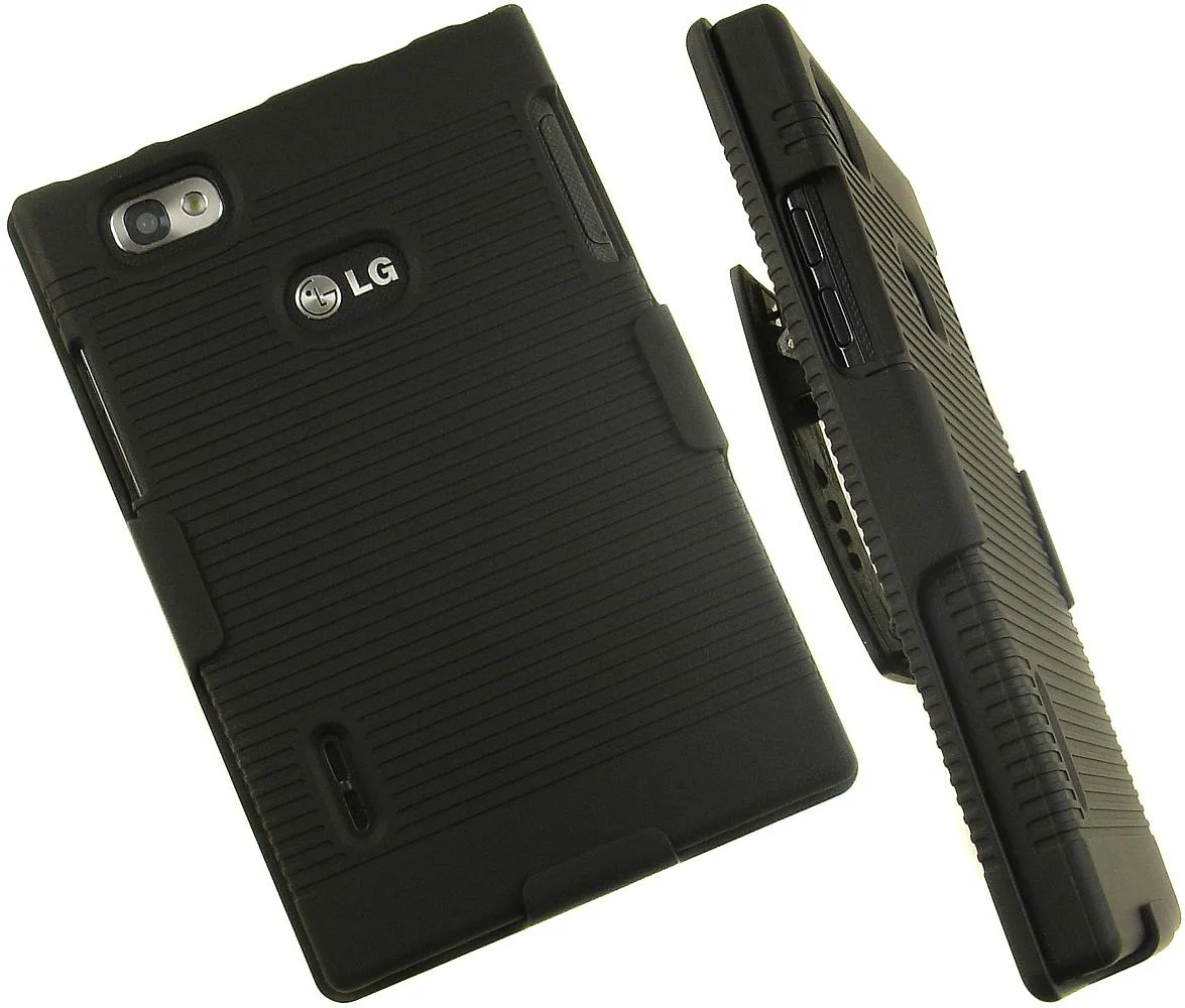 Nakedcellphone Nakedcellphone Black Hard Case &amp; Belt Clip Holster Stand for Verizon LG Intuition VS950 — product photo