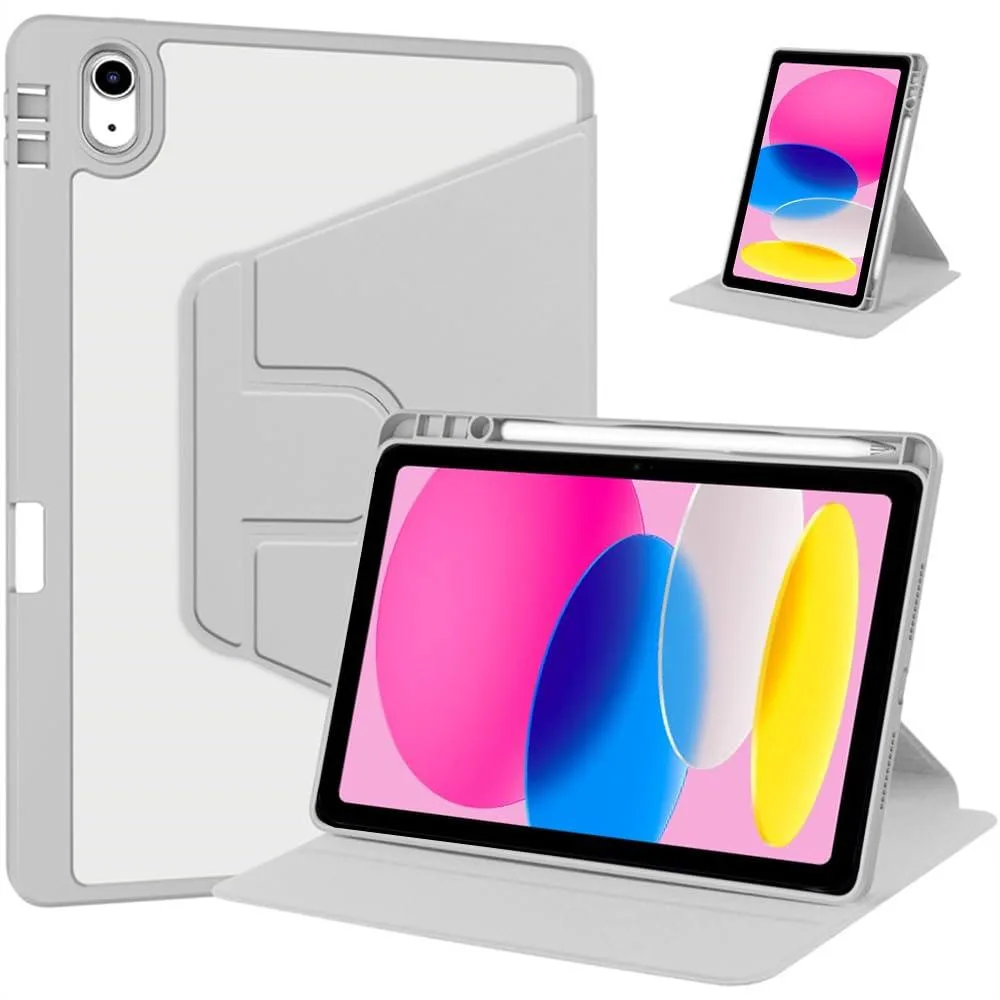 Gray rotating case with clear hard back and kickstand for 11 inch iPad 2025