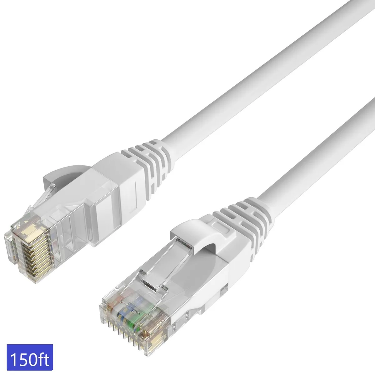 QualGear QualGear Cat 6 RJ45 Ethernet Patch Cable 150 ft White Shielded — product photo