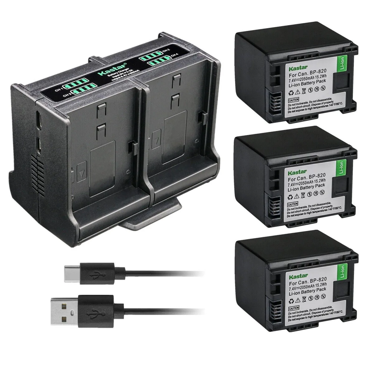 Kastar Kastar BP-820 3-pack with quadruple charger — product photo