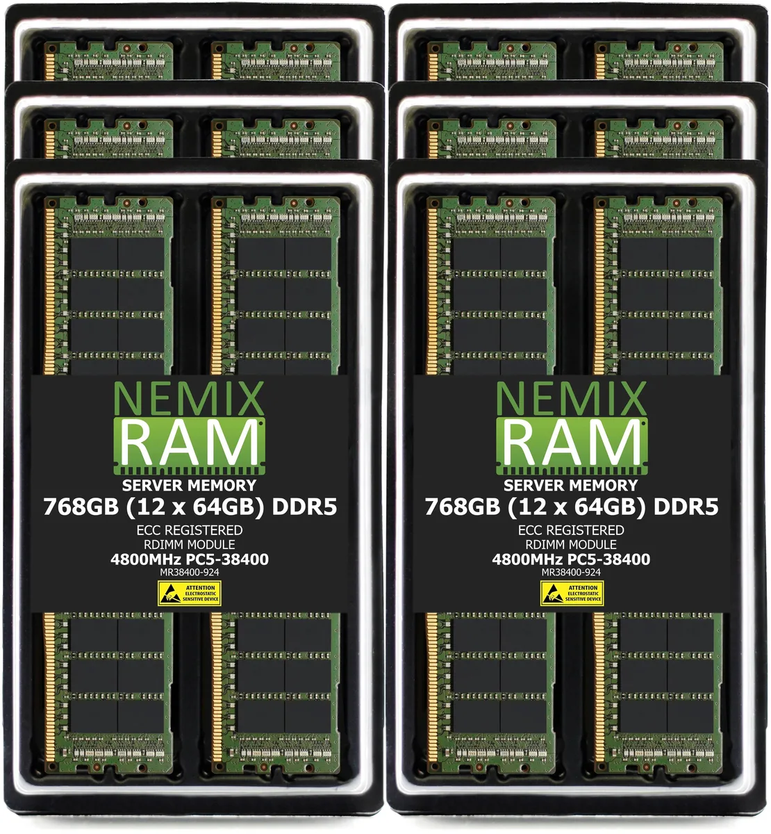 NEMIX RAM NEMIX RAM MR38400-924K12 768GB 12x64GB DDR5 4800 CL40 ECC RDIMM H14SST-G memory upgrade — product photo