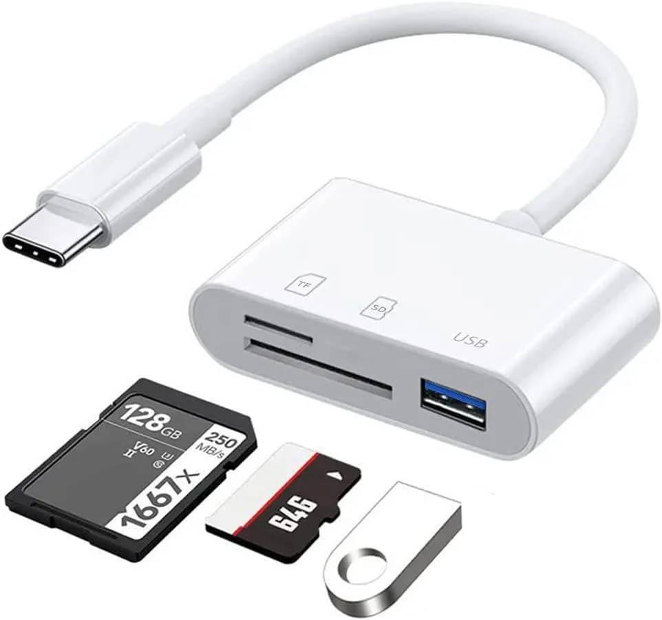 Corn Electronics Corn Electronics USB-C 3-in-1 Card Reader with USB 3.0 Port — product photo
