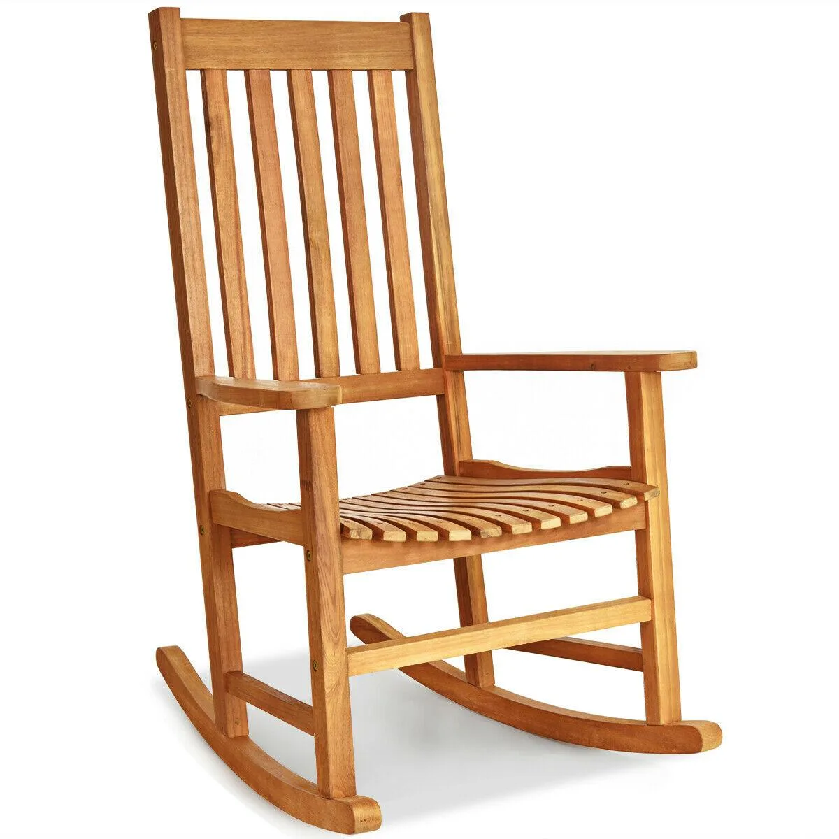SlickBlue SlickBlue Acacia Wood High Back Rocking Chair Natural 33x28x45.5in 350lb — product photo