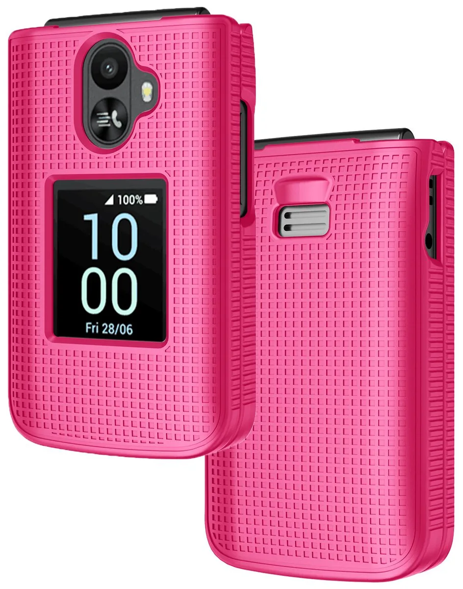 Nakedcellphone Nakedcellphone Grid Texture Hard Case for TCL Flip 3 Phone (T435, 2024) - Bright Hot Pink — product photo