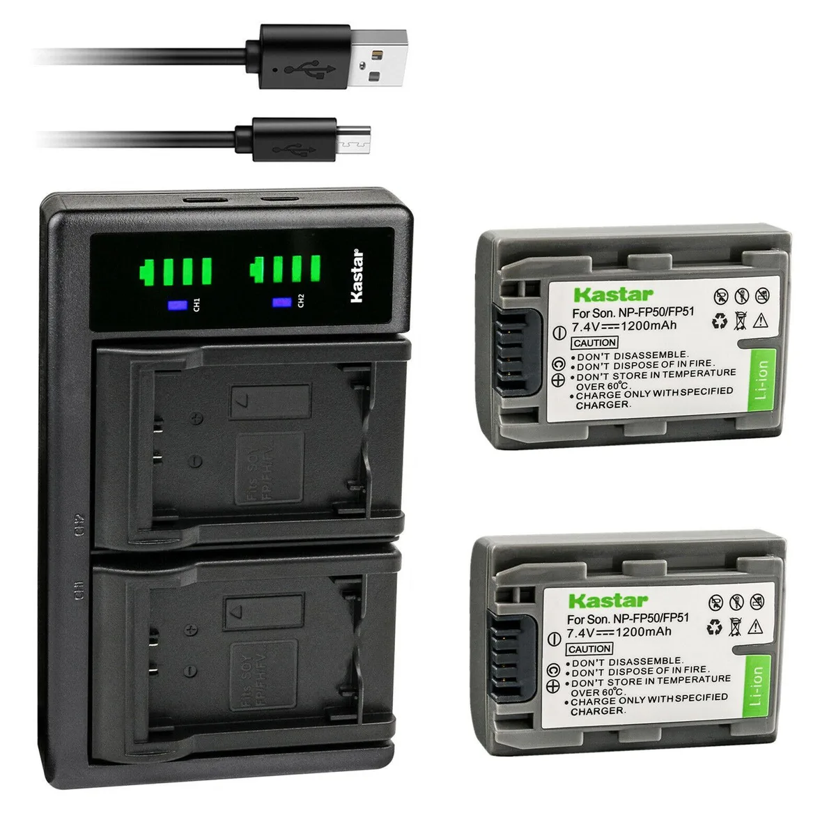 Kastar Kastar NP-FP51 NP-FP50 2-Pack Battery &amp; USB Charger — product photo