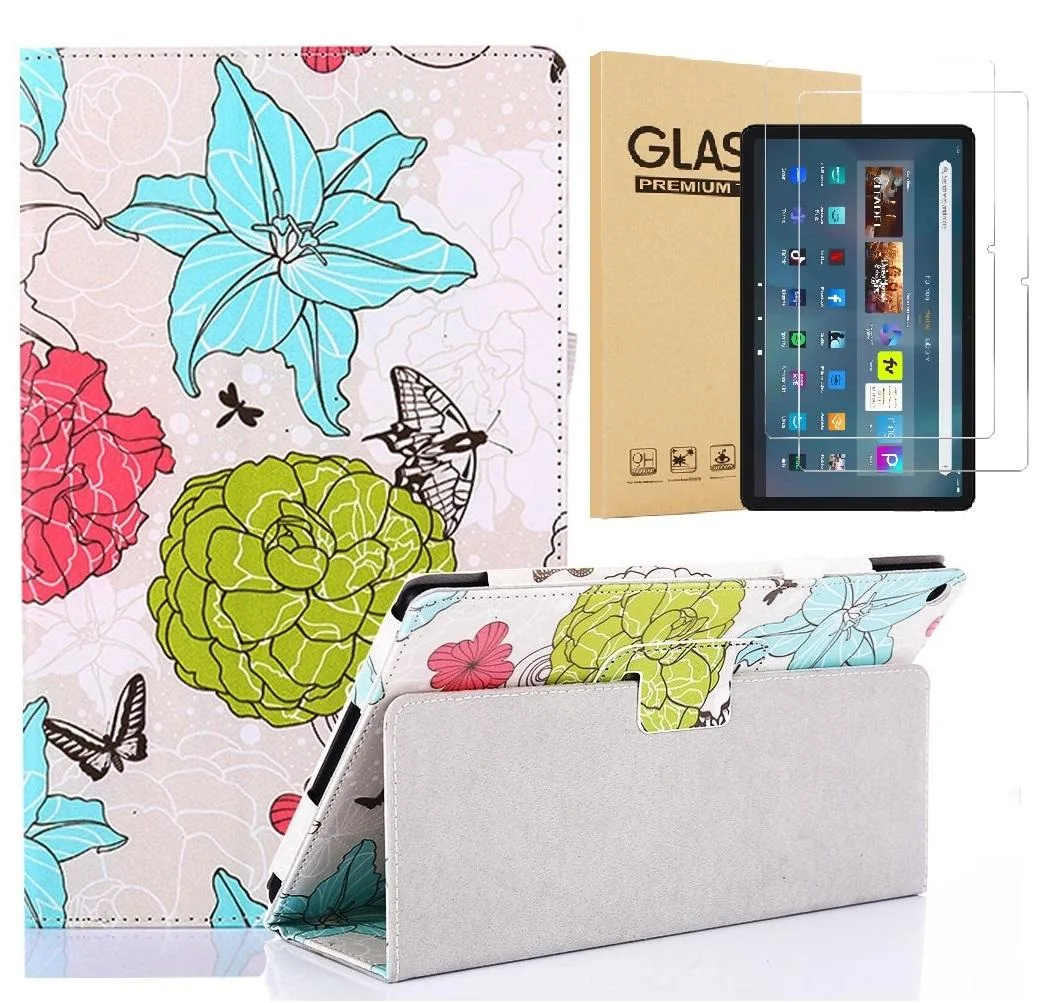 anicestore anicestore Amazon Fire Max 11 Case + 2 Tempered Glass Screen Protector Flower — product photo