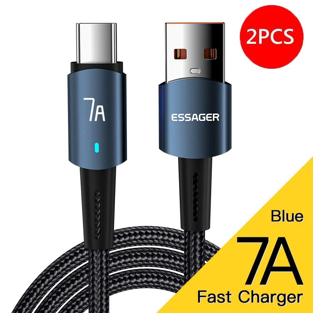 LUOM LUOM Essager CGA7A 80W USB-A to USB-C Cable LED 2-pack 6.6ft — product photo
