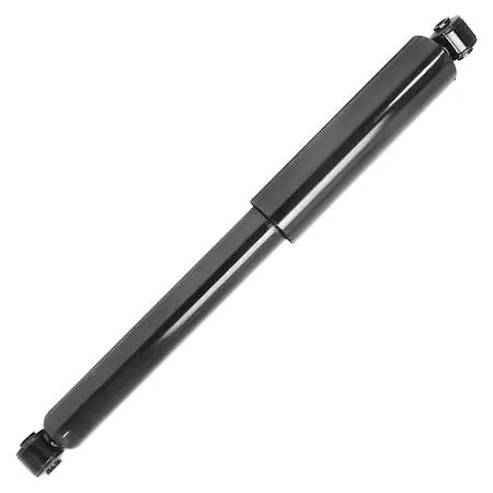 Silver metal rear shock absorber cylinder with mounting eyelets and piston rod