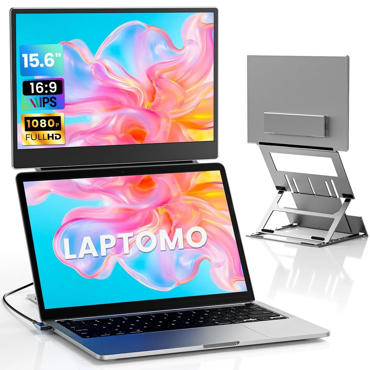Laptomo Laptomo 15.6" Dual Portable Monitor Silver 1920x1080 60Hz — product photo