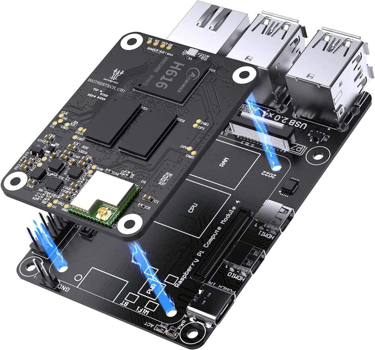WaveShare WaveShare BIGTREETECH CB1 V2.2 + Pi4B Adapter Panel Board Kit 3D printers accessory — product photo
