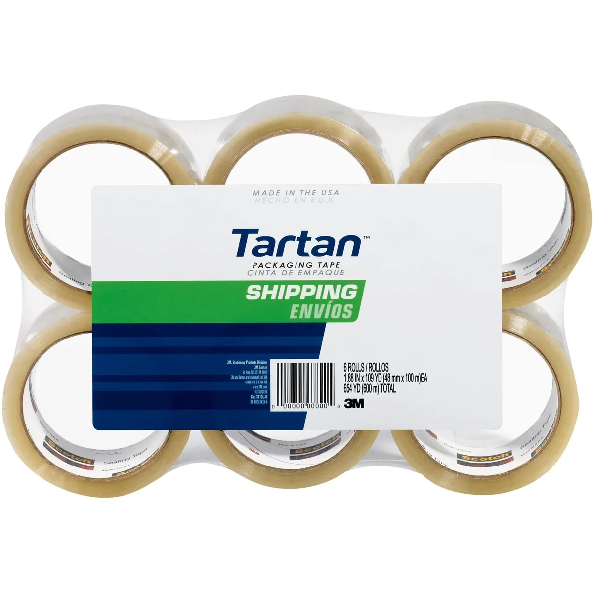 3M MMM37102CR Packaging Tape Clear 2-Inch x 55 Yards 1.9 mil — product photo