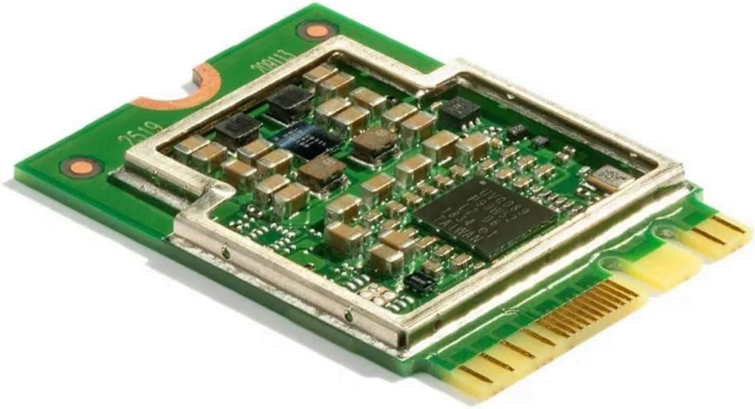 Green rectangular M.2 development board with gold edge connector and silver heatsink
