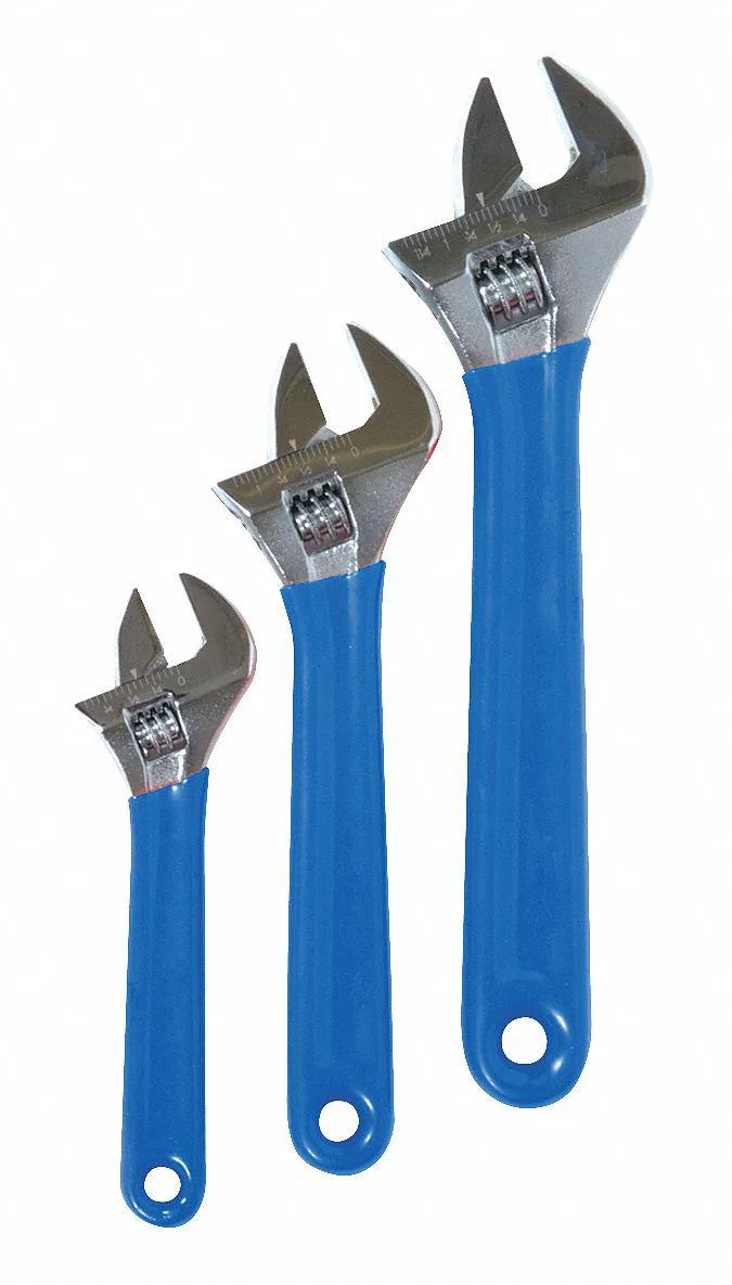 Westward Westward 1NYD2 Adjustable Wrench Set 6 8 10 in Alloy Steel — product photo