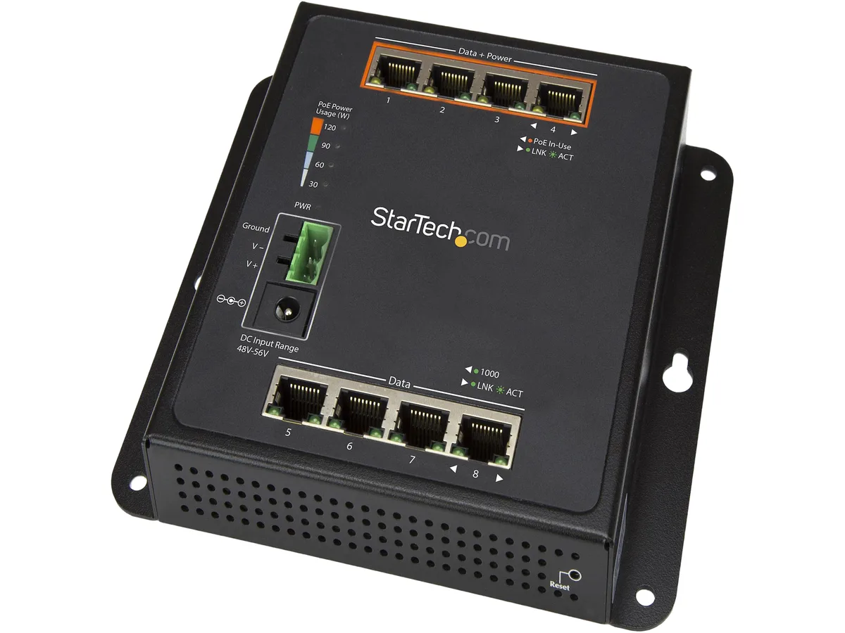 STARTECH STARTECH IES81GPOEW 8-port Gigabit PoE+ network switch — product photo