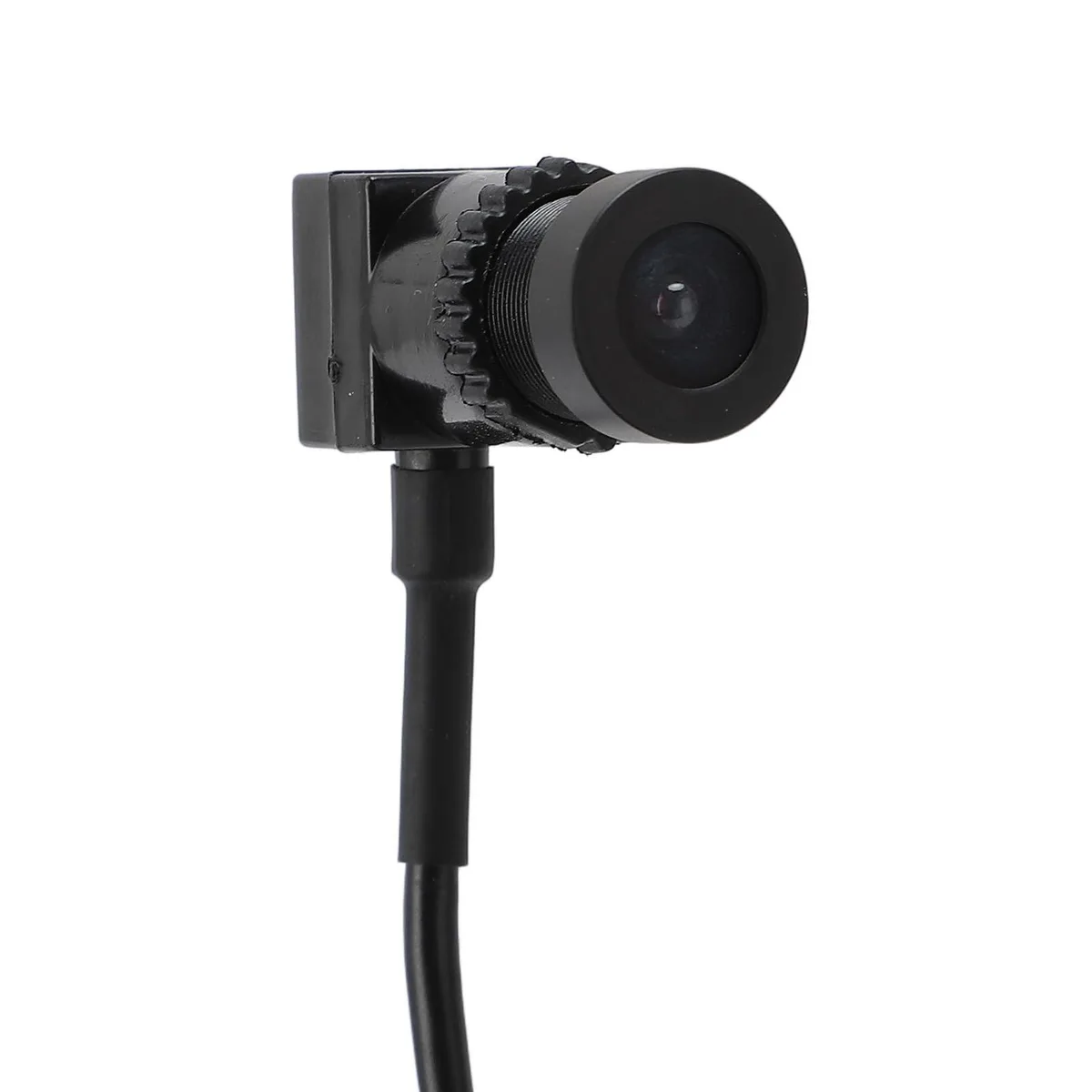 Small rectangular USB-C webcam with built-in microphone, matte black PVC finish, 1.5 m cable