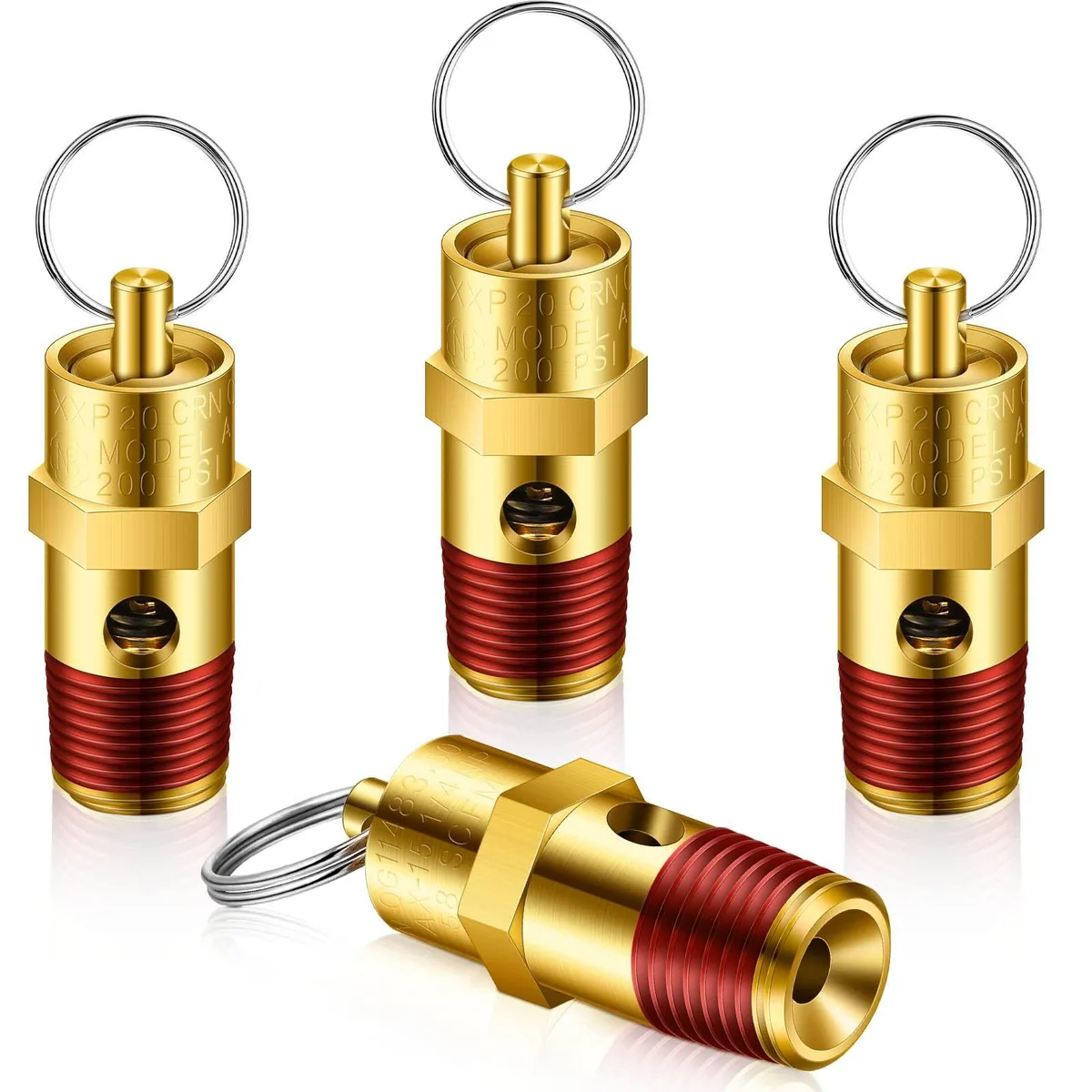 4 Pieces 1/4 Male NPT 200 PSI Brass Pressure Relief Valve 12 Pack — product photo