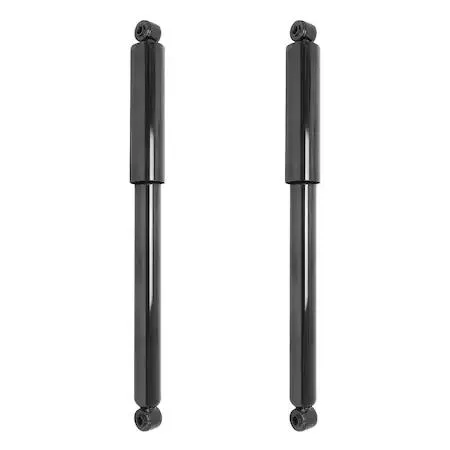 Two silver rear shock absorbers in a cardboard box