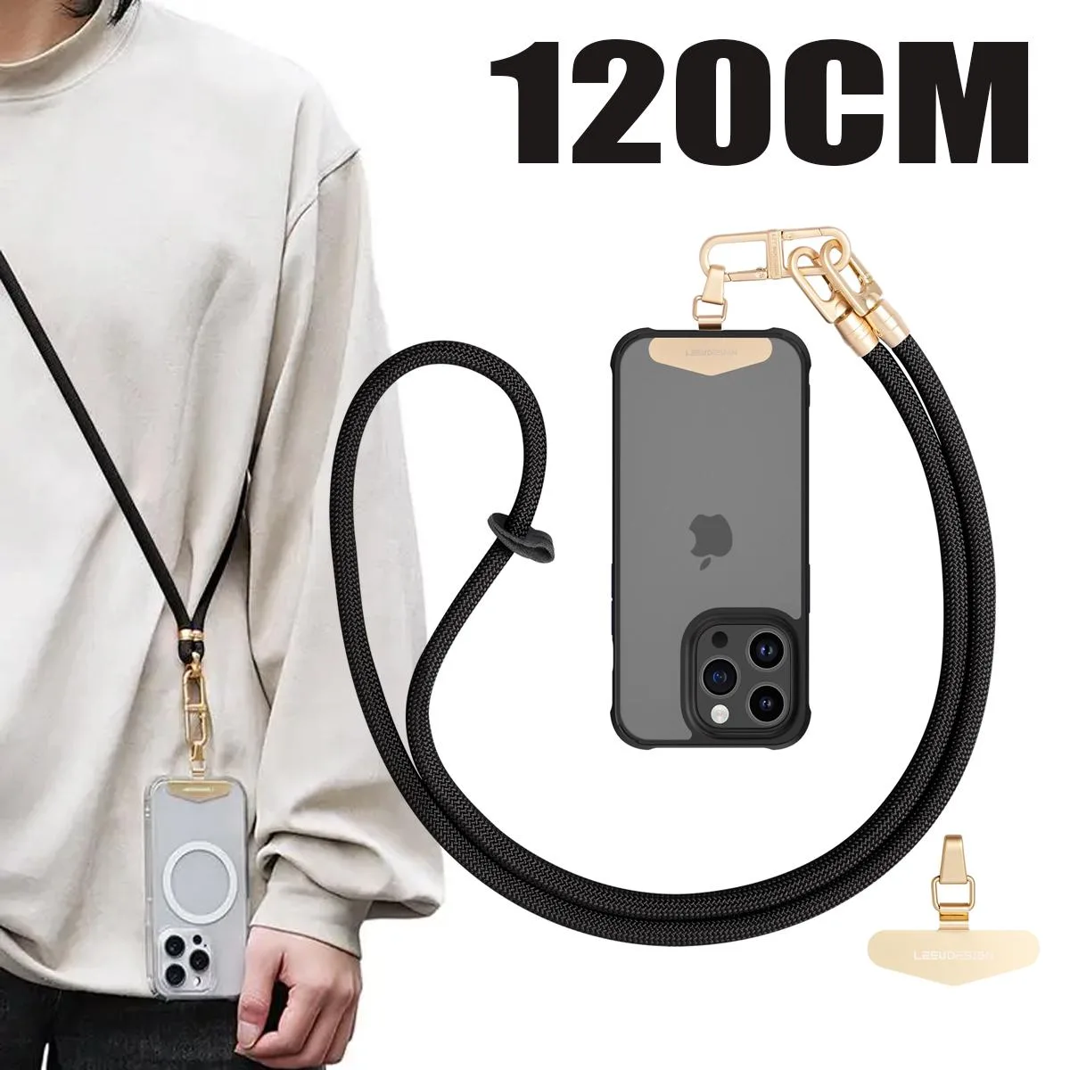 Pezin &amp; Hulin Pezin &amp; Hulin 120cm Phone Lanyard Black — product photo