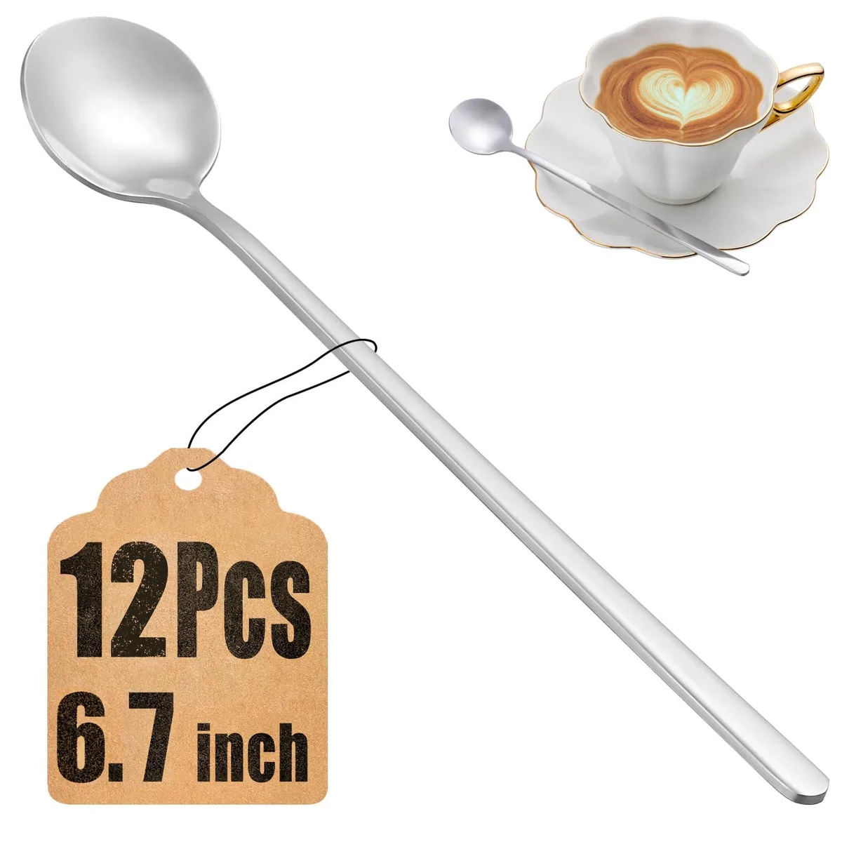  NEWDRIP 12-Piece 6.7 Inch Stainless Steel Teaspoons Set — product photo