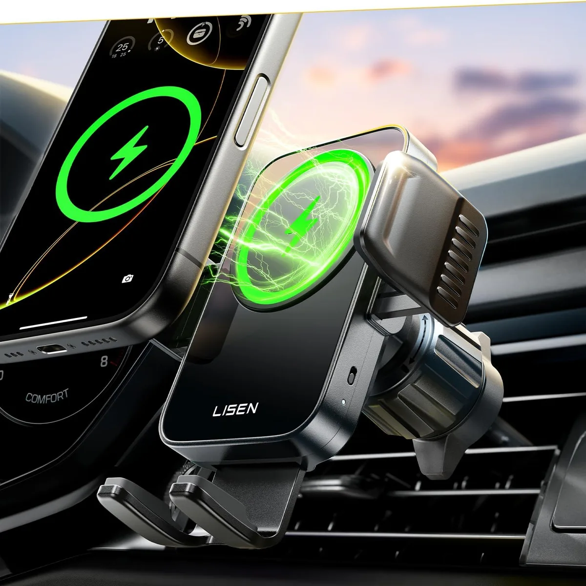 KEHIPI KEHIPI 2E444 15W Wireless Car Charger Phone Mount — product photo