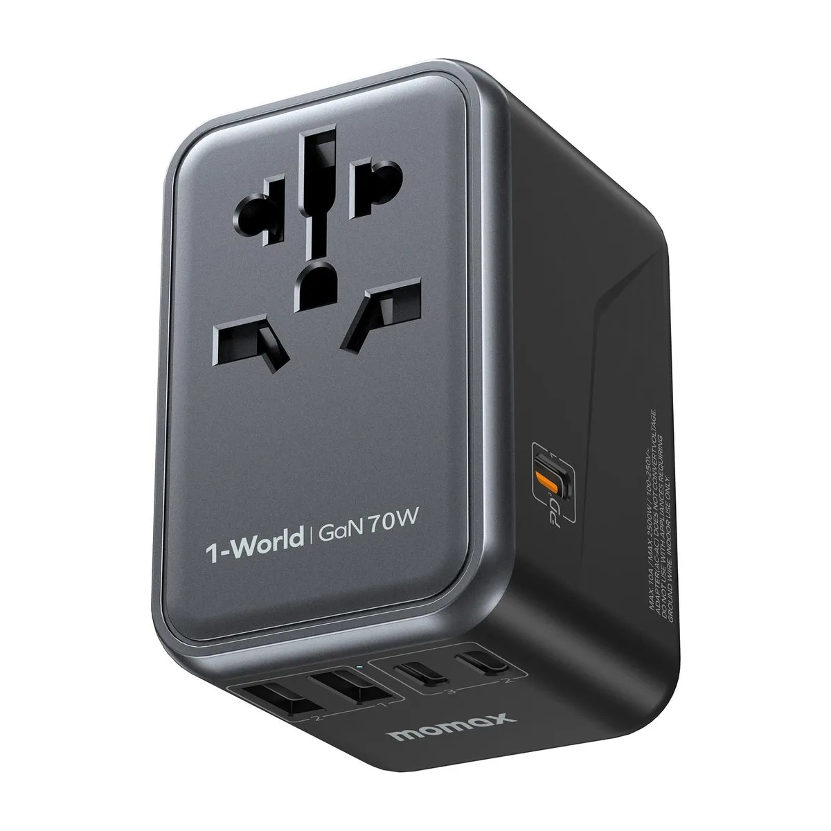  MOMAX UA8A 70W GaN 6-in-1 USB Charger Black — product photo